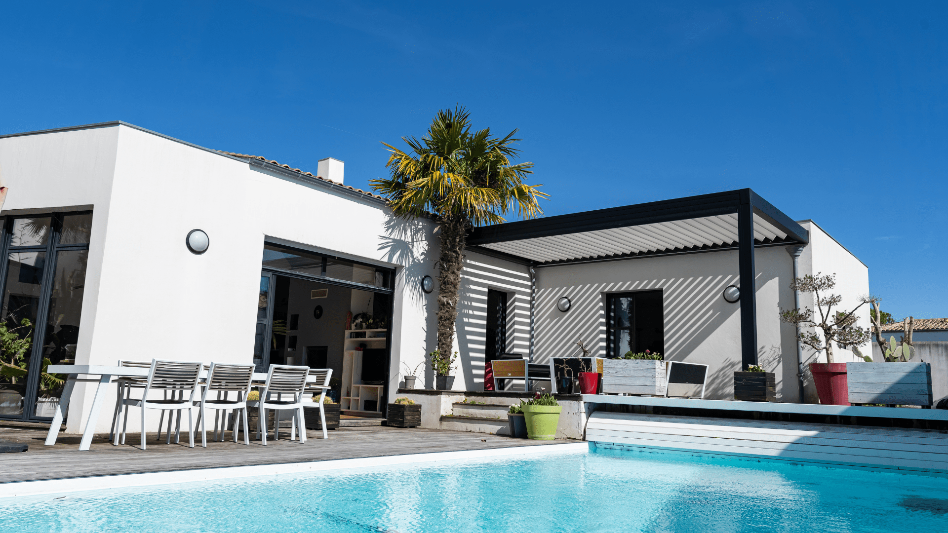 patio with swimming pool